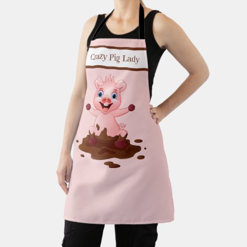 cute crazy pig lady kitchen apron