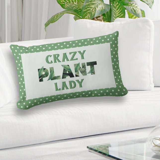 Cute Crazy Plant Lady Plant Lover  Lumbar Pillow (Creator Uploaded)