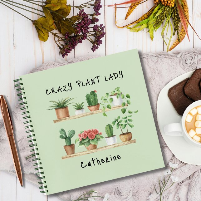 Cute Crazy Plant Lady Watercolor Plants Custom Notebook (Creator Uploaded)