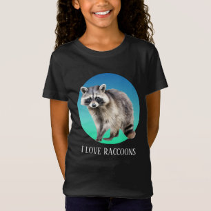 Cute crazy raccoon lady add text T-Shirt