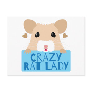 cute crazy rat lady cream postcard