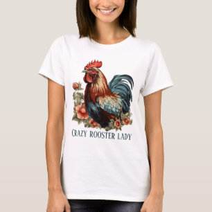 Cute crazy rooster lady add text  T-Shirt