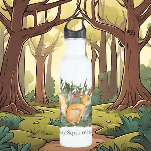 cute crazy squirrel lady stainless steel water bottle