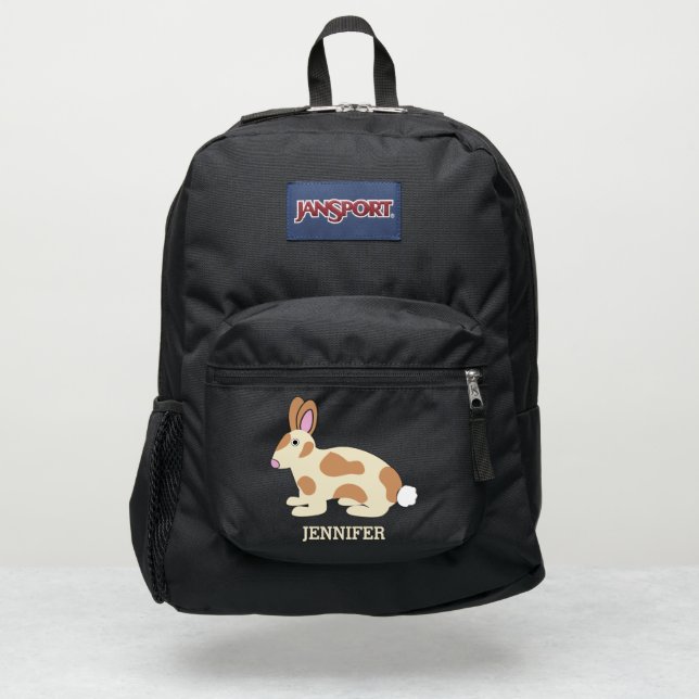 Cute Cream and Brown Bunny Rabbit Personalized JanSport Backpack (Front)
