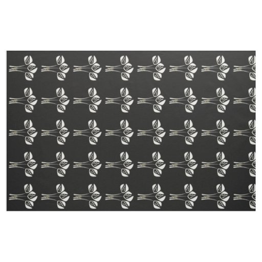 Cute Cream Black Art Deco Style Tulip Fabric