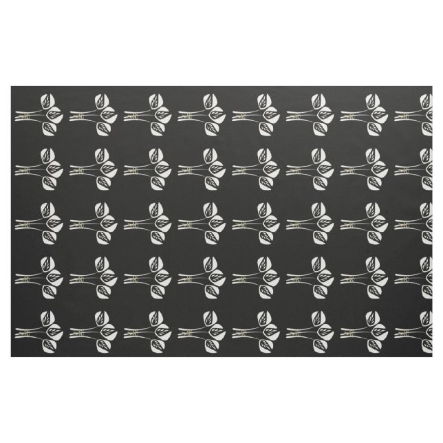 Cute Cream Black Art Deco Style Tulip Fabric (Fat Quarter)
