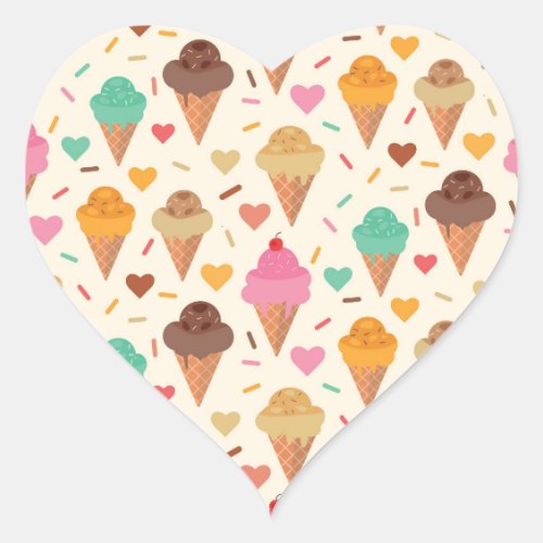 Cute  Cream Cone  pattern  Heart Sticker