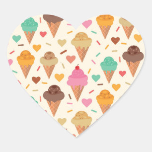 Cute Cream Cone pattern Heart Sticker