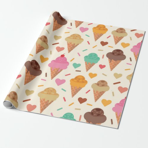 Cute  Cream Cone  pattern   Wrapping Paper