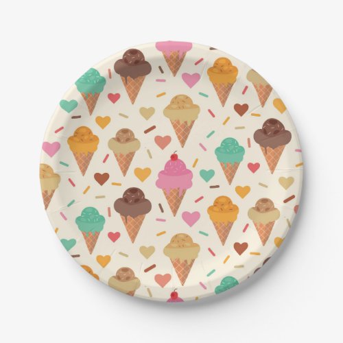 Cute  Cream Cone  pattern  Wrapping Paper Sheets Paper Plates