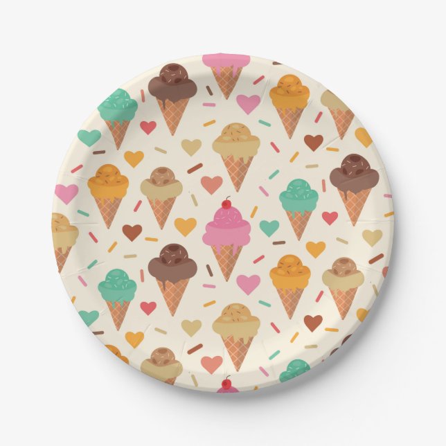 Cute  Cream Cone  pattern  Wrapping Paper Sheets Paper Plates (Front)