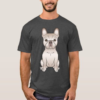 Cute Cream French Bulldog Dog Sitting Drawing T-Shirt