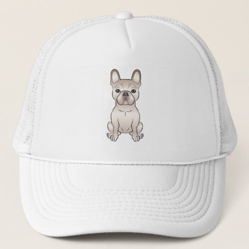 Cute Cream French Bulldog  Frenchie Dog Sitting Trucker Hat