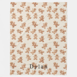 Cute Cream Gingerbread Cookies   Fleece Blanket