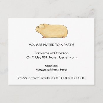 Cute Cream Guinea Pig. Invitation by Animal_Art_By_Ali at Zazzle