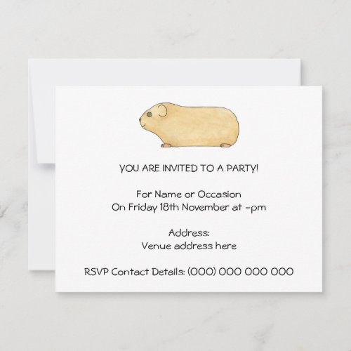 Cute Cream Guinea Pig Invitation
