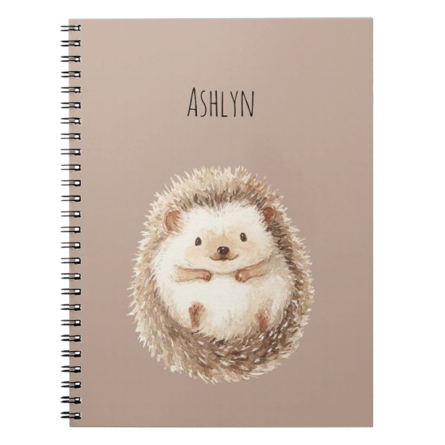 Cute Cream Hedgehog Notebook (Front)