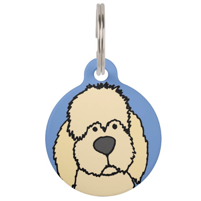 Cute Cream Labradoodle Puppy Dog Pet ID Tag (Front)