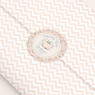 Cute Cream Little Pumpkin Baby Shower Thank You Classic Round Sticker