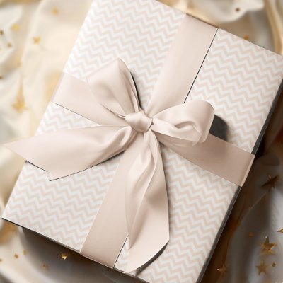 Cute Cream &amp; White Chevron Stripe Baby Shower Wrapping Paper