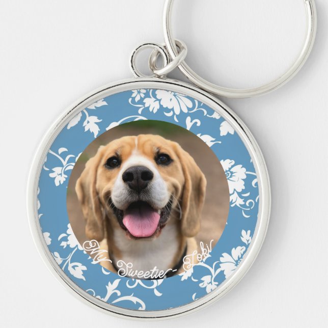 Cute Create Your Own Dog Lover Photo Keychain (Front)