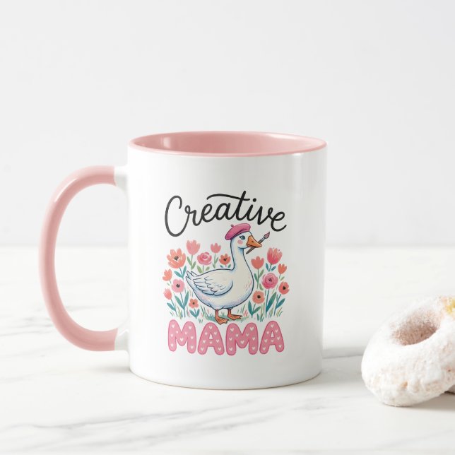 Cute creative Mama goose word art  Mug (With Donut)