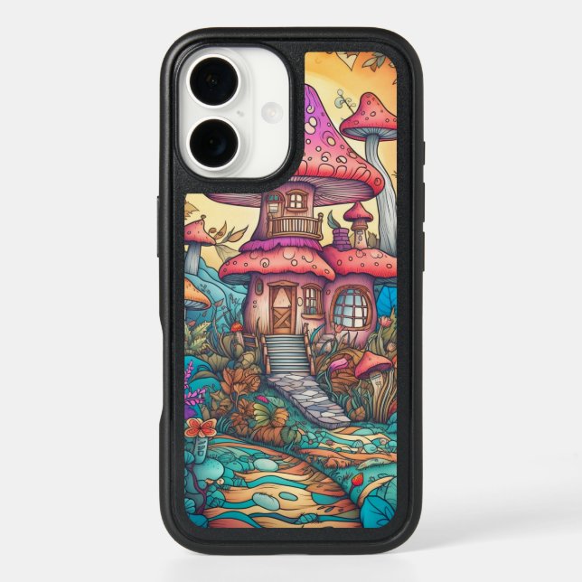 Cute Creative Mushroom Hut Illustration Otterbox iPhone Case (Back)