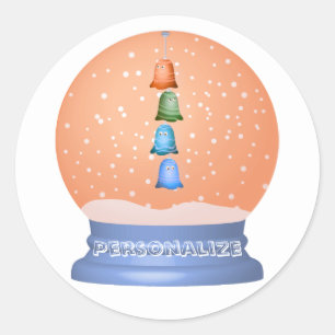 Cute creature children's snow globe whimsical  classic round sticker