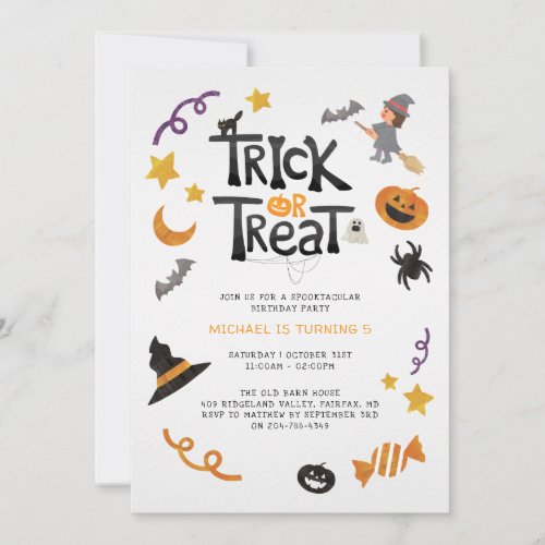 Cute Creatures Halloween Monsters Birthday Party Invitation