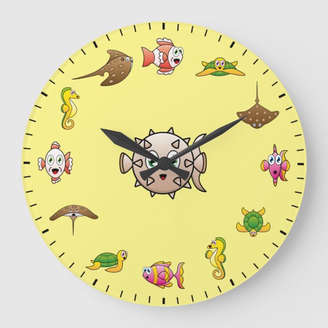 Cute Creatures of the Deep Sea Themed Large Clock (Front)