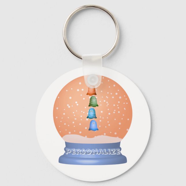 Cute creatures snow globe keychain (Front)