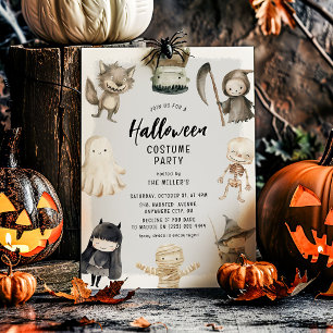 Cute Creeps Kids Halloween Costume Party Invitation