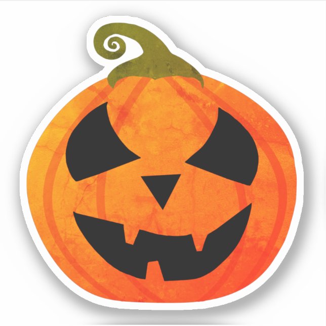 Cute Creepy Bright Orange Pumpkin Sticker (Front)