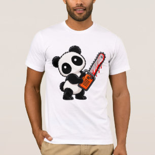 Cute Creepy Chainsaw Zombie Panda T-Shirt