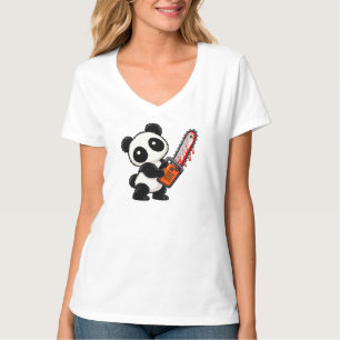 Cute Creepy Chainsaw Zombie Panda T-Shirt
