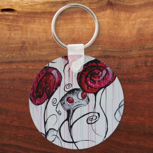 Cute Creepy Creature Goth Fantasy Sad Monster Art Keychain