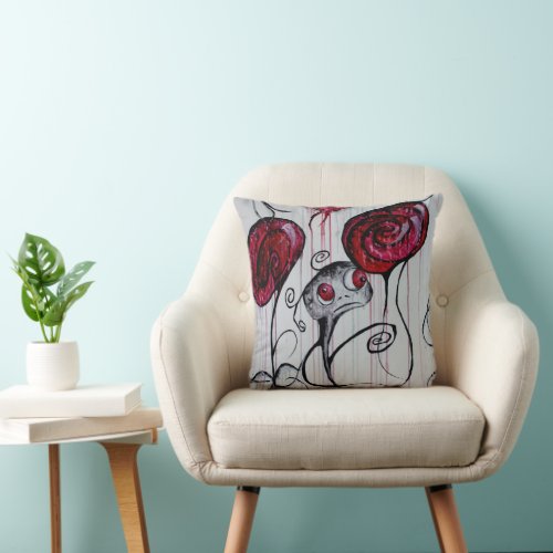 Cute Creepy Creature Goth Fantasy Sad Monster Art Throw Pillow