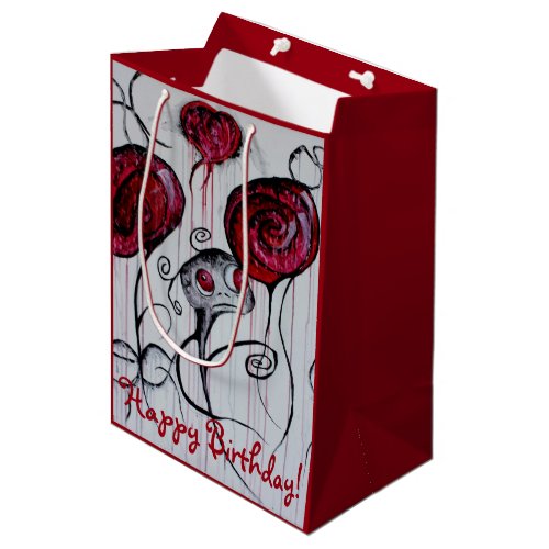 Cute  Creepy Creature Red Pink Goth Fun Sweet Art Medium Gift Bag