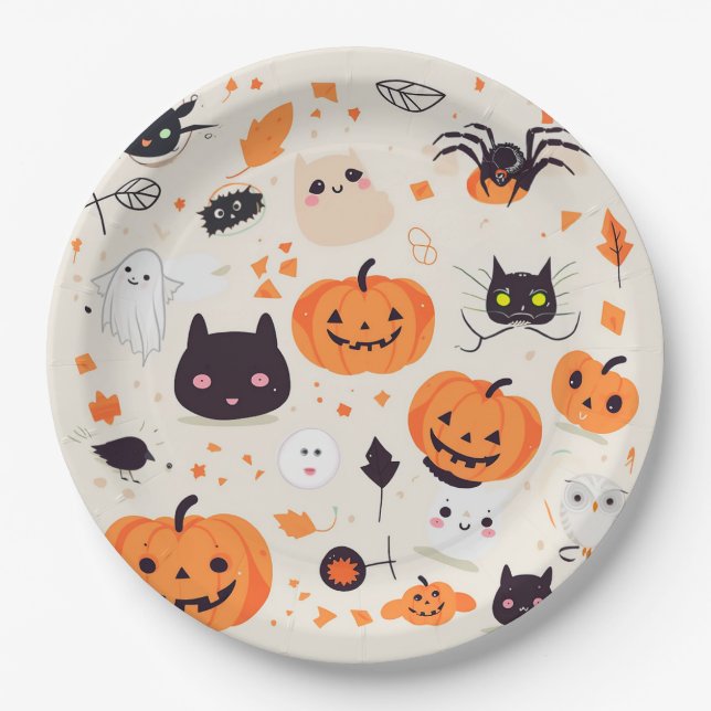 Cute Creepy Critters Halloween Treat Paper Plates (Front)