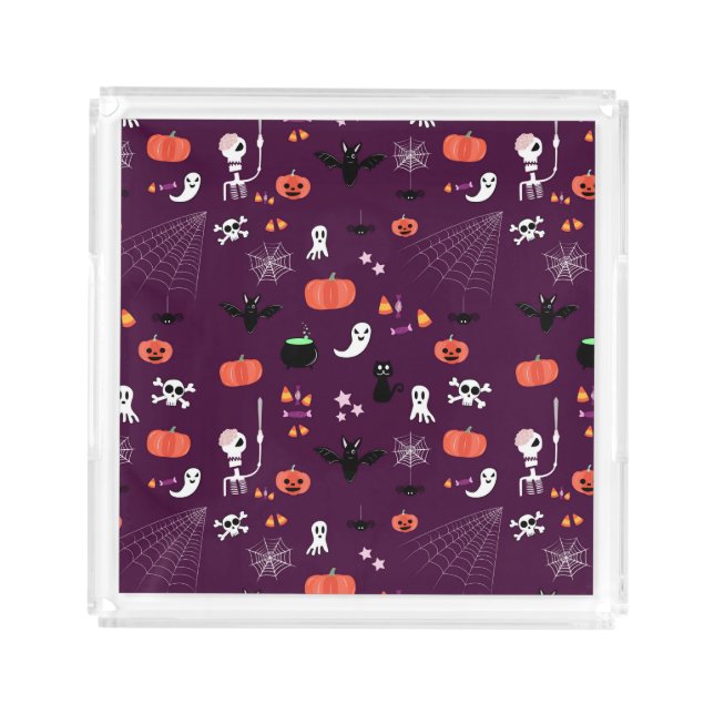 Cute Creepy Halloween Art Acrylic Tray (Front)