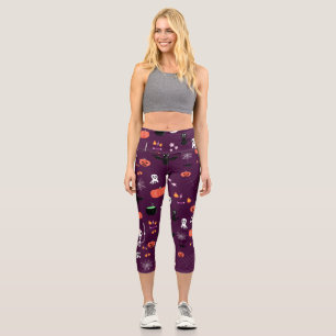 Cute Creepy Halloween Art Capri Leggings