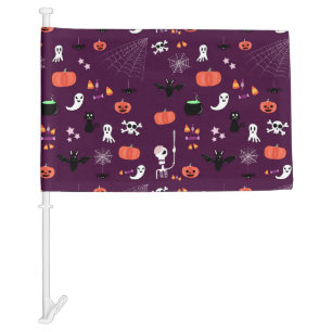 Cute Creepy Halloween Art Car Flag