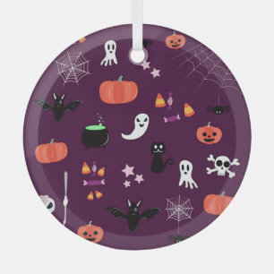 Cute Creepy Halloween Art Glass Ornament