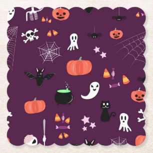 Cute Creepy Halloween Art Paper Coaster