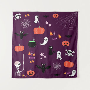 Cute Creepy Halloween Art Tapestry