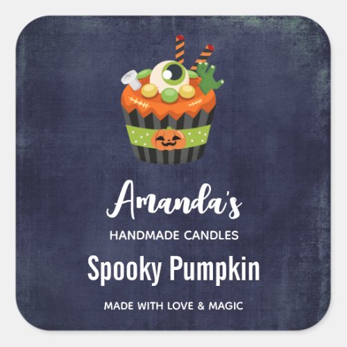 Cute  Creepy Halloween Cupcake Candle Biz Square Sticker