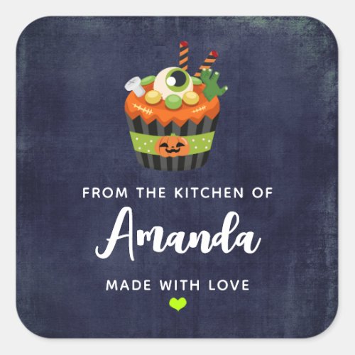 Cute  Creepy Halloween Cupcake Kitchen Square Sticker