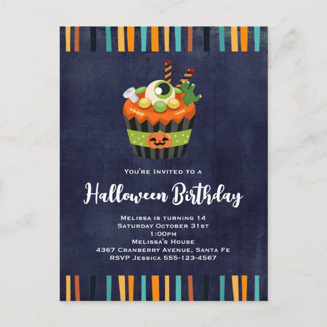 Cute & Creepy Halloween Cupcake Party Invitation (Front)