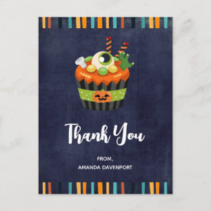 Cute & Creepy Halloween Cupcake Thank You Postcard