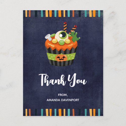 Cute  Creepy Halloween Cupcake Thank You Postcard